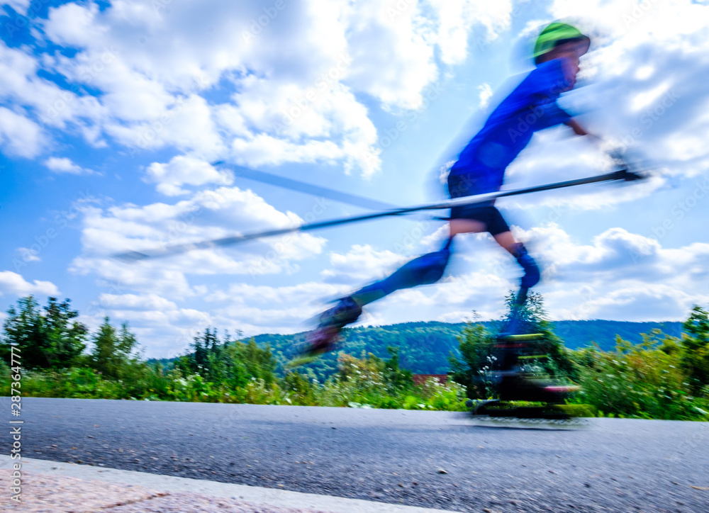 rollerblade with ski poles